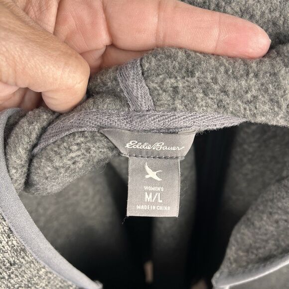 Eddie Bauer Poncho Womens M/L Gray Hood Boho Classic Outdoor Academia Gorpcore - Picture 9 of 13